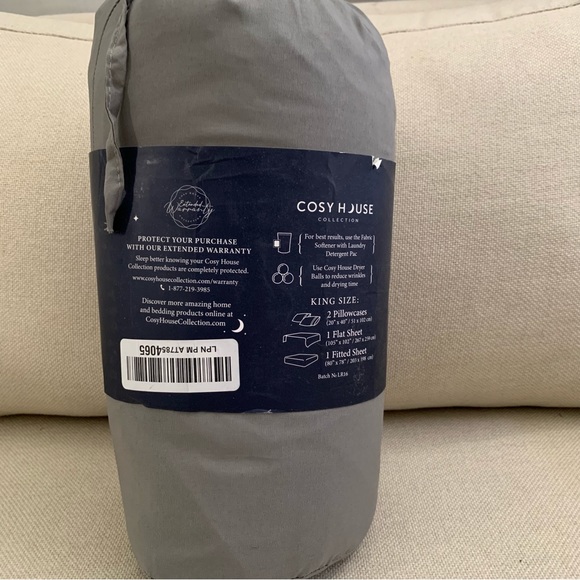 New $169 Luxury Bed SheetsBamboo Viscose Blend in Grey - Picture 2 of 9